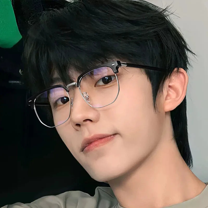 Unisex Square Metal Blue-Light Glasses